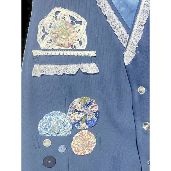 Gino Cappeli Designer Collection Vest Women's Large Blue Embellished - Picture 5 of 11